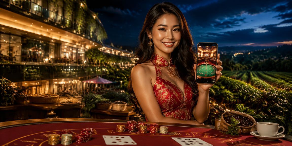 Người dùng chơi casino trên điện thoại di động tại Đà Lạt với nón lá truyền thống